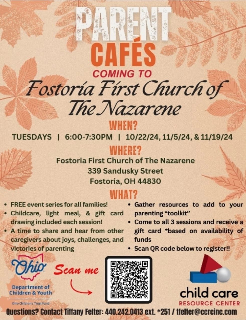 Parent Cafes coming to Fostoria First Church of The Nazarene